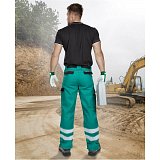 další vyobrazení Reflexní montérkové pracovní pasové kalhoty COOL TREND, zeleno/černé
