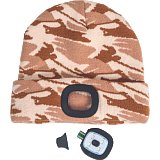 další vyobrazení Zimní pletená čepice s LED lampou DEEL LED, béžová kamufláž