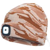 další vyobrazení Zimní pletená čepice s LED lampou DEEL LED, béžová kamufláž