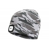 další vyobrazení Zimní pletená čepice s LED lampou DEEL LED, šedá kamufláž