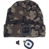 další vyobrazení Zimní pletená čepice s LED lampou DEEL LED, zelená kamufláž